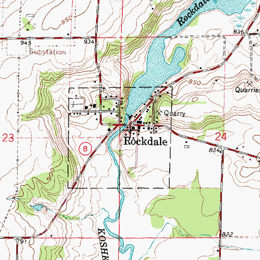 Topographic Map of Village of Rockdale, WI
