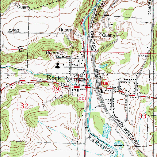 Topographic Map of Village of Rock Springs, WI