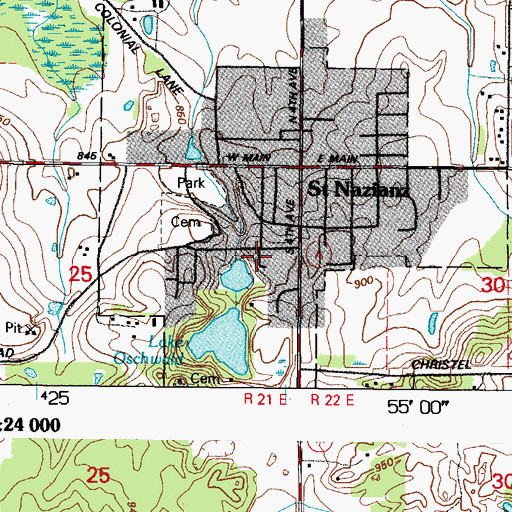 Topographic Map of Village of Saint Nazianz, WI