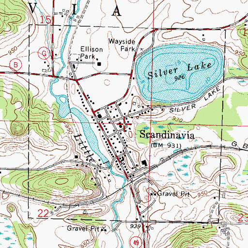 Topographic Map of Village of Scandinavia, WI