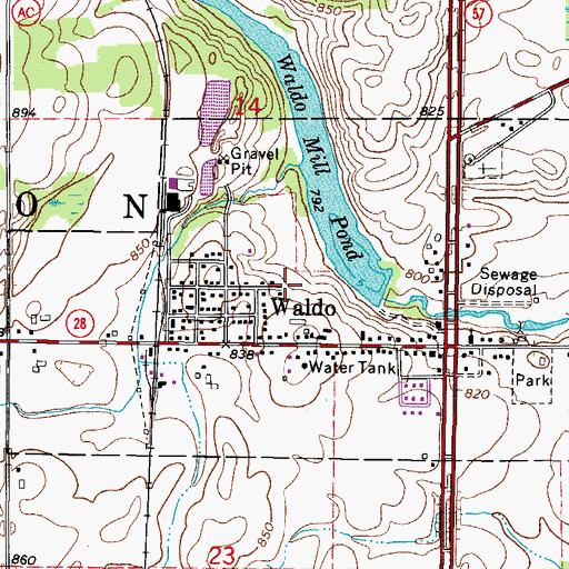 Topographic Map of Village of Waldo, WI