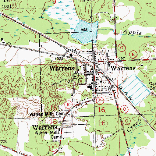Topographic Map of Village of Warrens, WI
