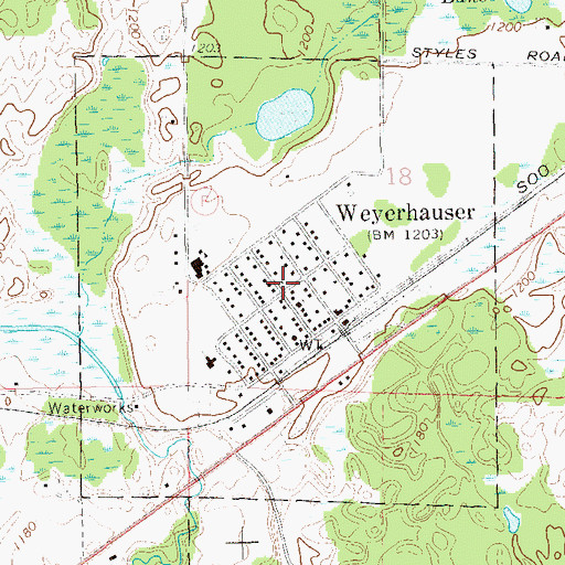 Topographic Map of Village of Weyerhaeuser, WI