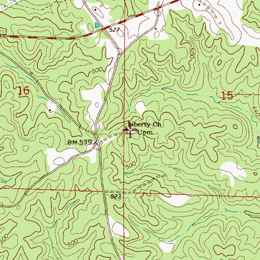 Topographic Map of Liberty Cemetery, AL