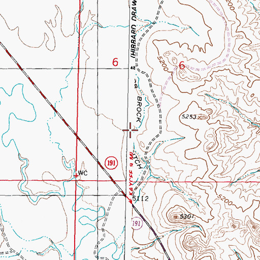 Topographic Map of Bob Brock Ditch, WY