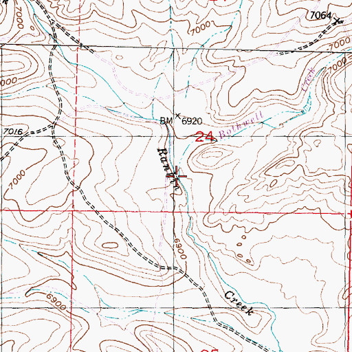Topographic Map of Bothwell Creek, WY