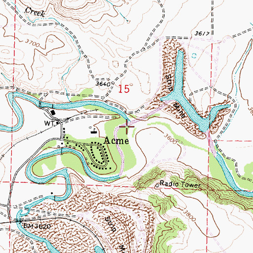 Topographic Map of Goose Creek, WY