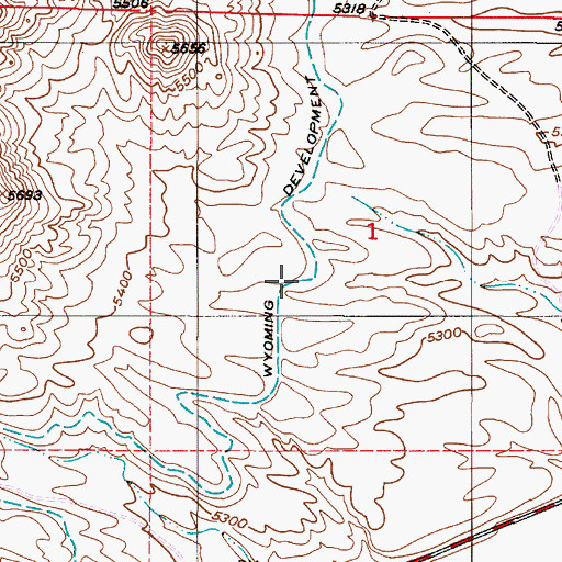 Topographic Map of Wyoming Development Company Canal, WY