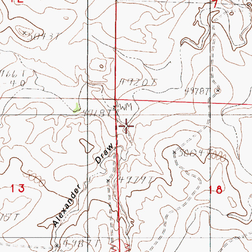 Topographic Map of Alexander Draw, WY