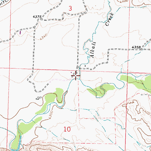Topographic Map of Alkali Creek, WY