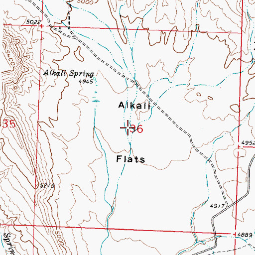 Topographic Map of Alkali Flats, WY