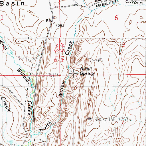 Topographic Map of Alkali Spring, WY