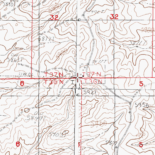 Topographic Map of Amerada Camp, WY