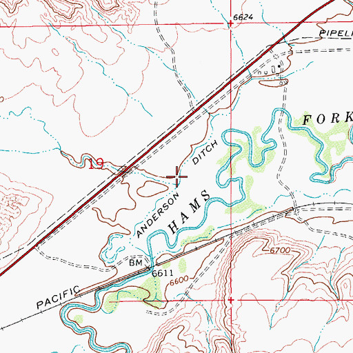 Topographic Map of Anderson Ditch, WY