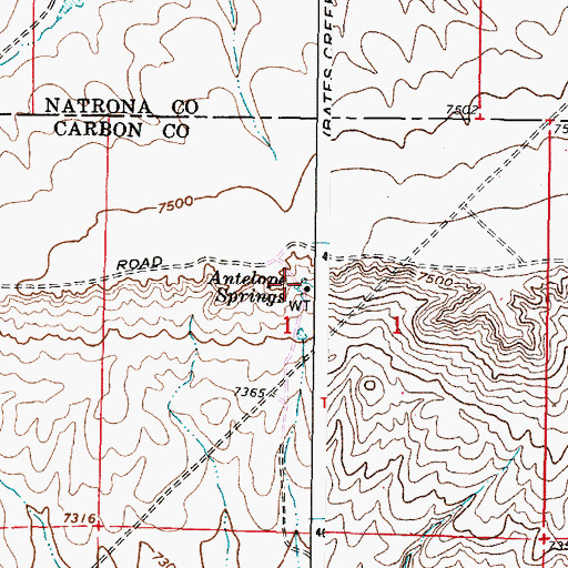 Topographic Map of Antelope Springs, WY