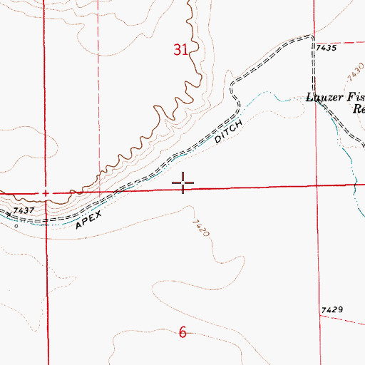 Topographic Map of Apex Ditch, WY