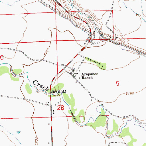 Topographic Map of Arapahoe Ranch, WY