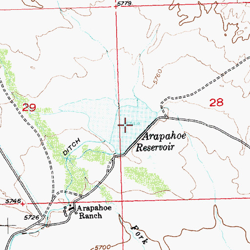 Topographic Map of Arapahoe Reservoir, WY