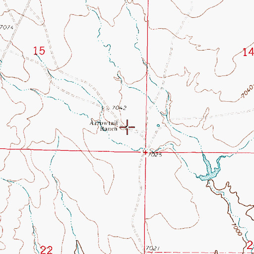 Topographic Map of Arrowtail Ranch, WY