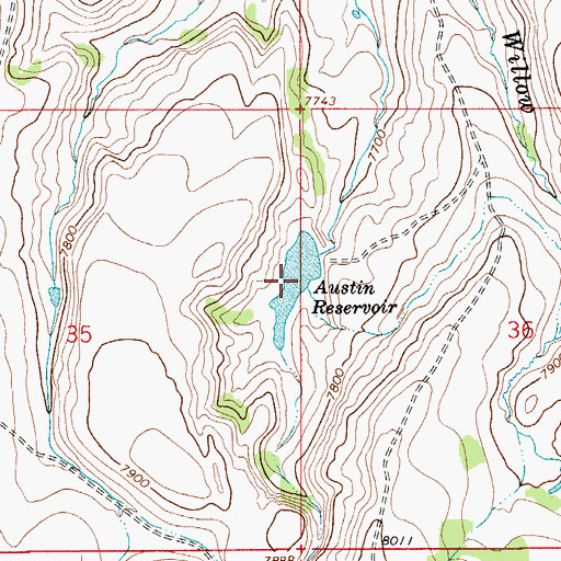 Topographic Map of Austin Reservoir, WY