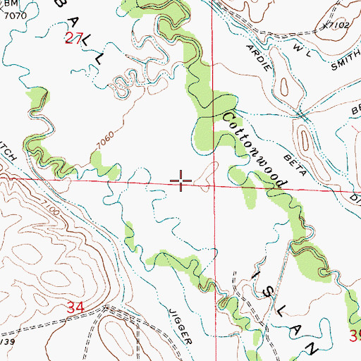 Topographic Map of Ball Island, WY