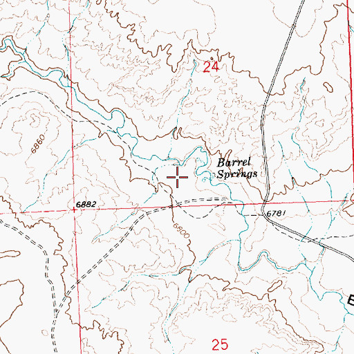 Topographic Map of Barrel Springs, WY