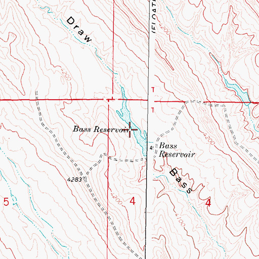 Topographic Map of Bass Reservoir, WY