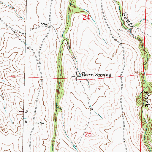 Topographic Map of Bear Spring, WY