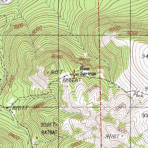Topographic Map of Bear Springs, WY