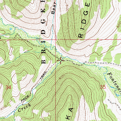 Topographic Map of Bear Trap Creek, WY