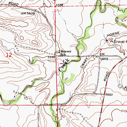 Topographic Map of Beaver Creek, WY