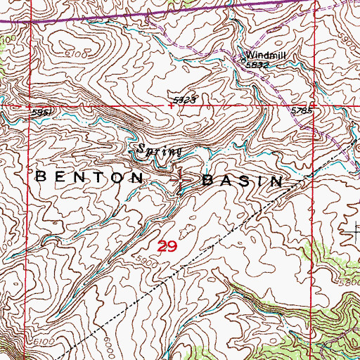Topographic Map of Benton Basin, WY