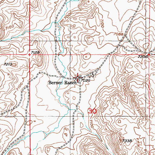 Topographic Map of Berner Ranch, WY