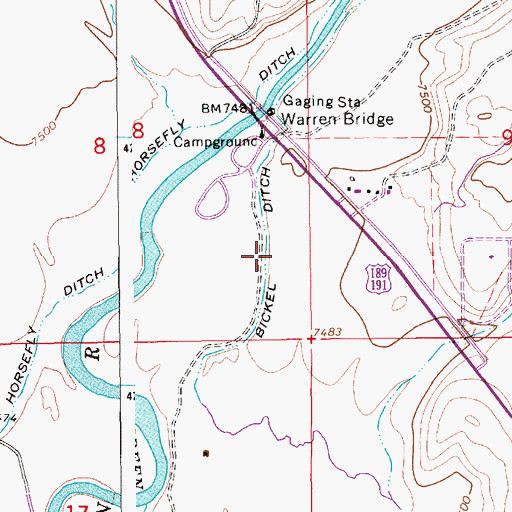 Topographic Map of Bickel Ditch, WY