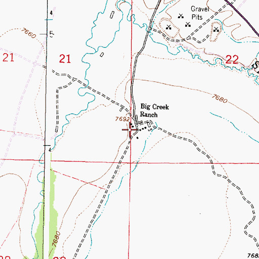 Topographic Map of Big Creek Ranch, WY