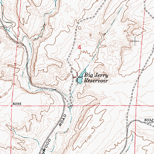Topographic Map of Big Jerry Reservoir, WY