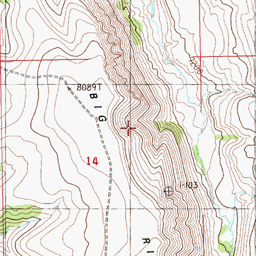Topographic Map of Big Ridge, WY
