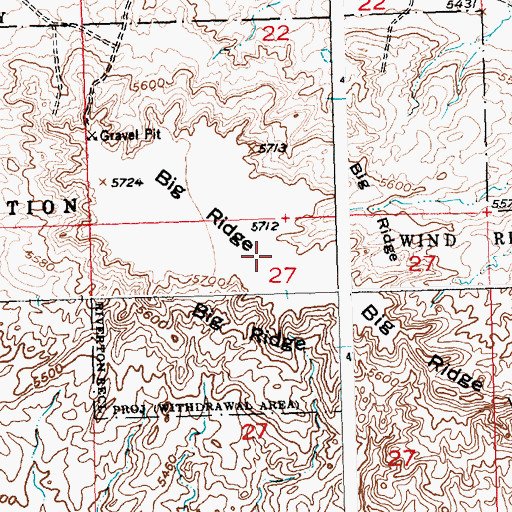 Topographic Map of Big Ridge, WY