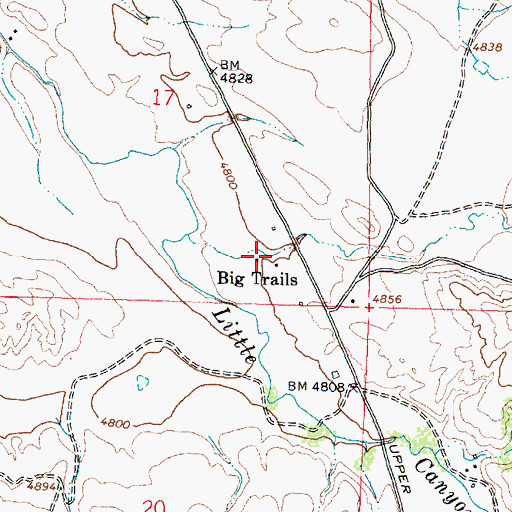 Topographic Map of Big Trails, WY