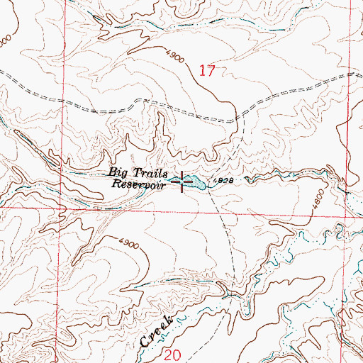 Topographic Map of Big Trails Reservoir, WY