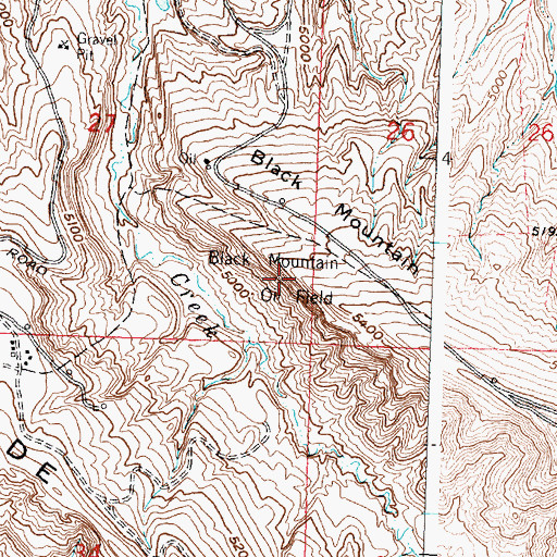 Topographic Map of Black Mountain Oil Field, WY