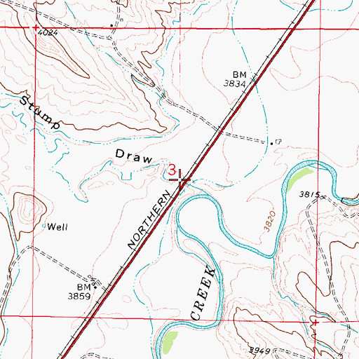 Topographic Map of Black Stump Draw, WY