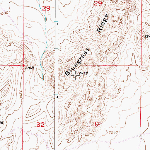Topographic Map of Bluegrass Ridge, WY