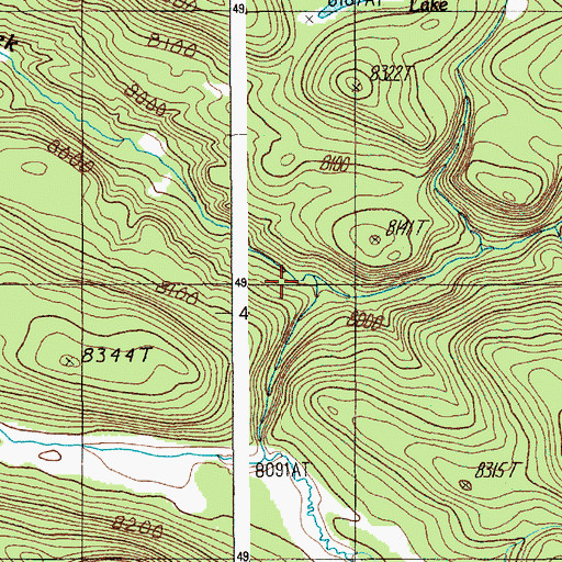 Topographic Map of Bluff Creek, WY