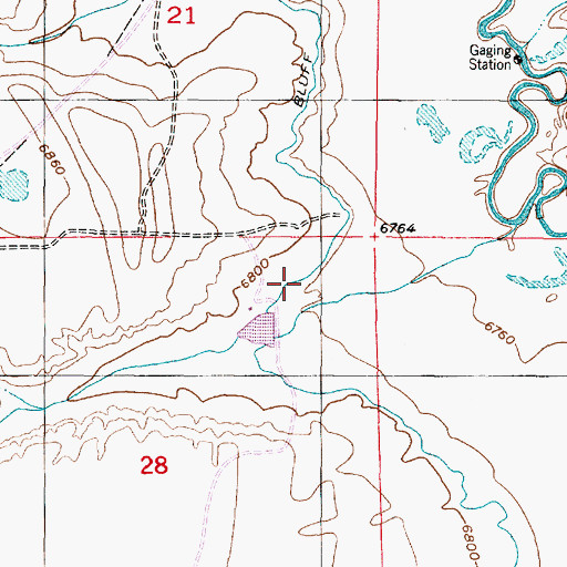 Topographic Map of Bluff Ditch, WY