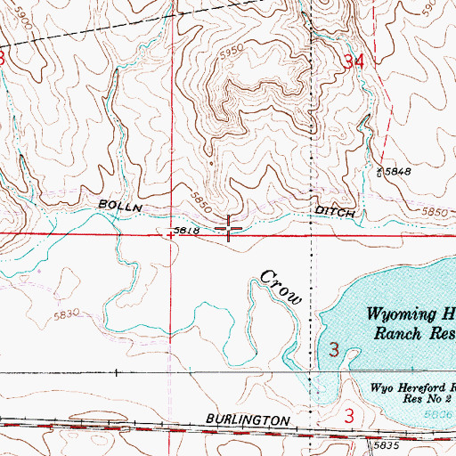 Topographic Map of Bolln Ditch, WY
