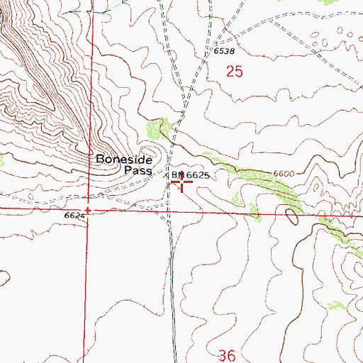 Topographic Map of Boneside Pass, WY