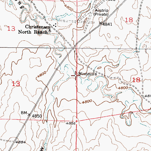 Topographic Map of Bons Draw, WY