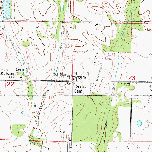 Topographic Map of Mount Moriah Cemetery, AL