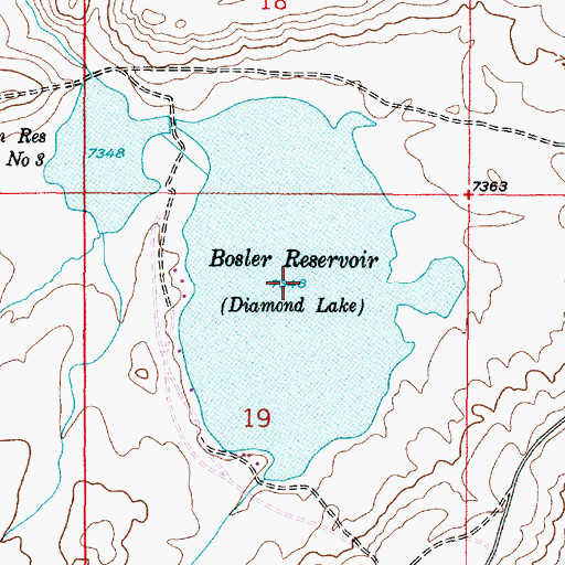 Topographic Map of Bosler Reservoir, WY